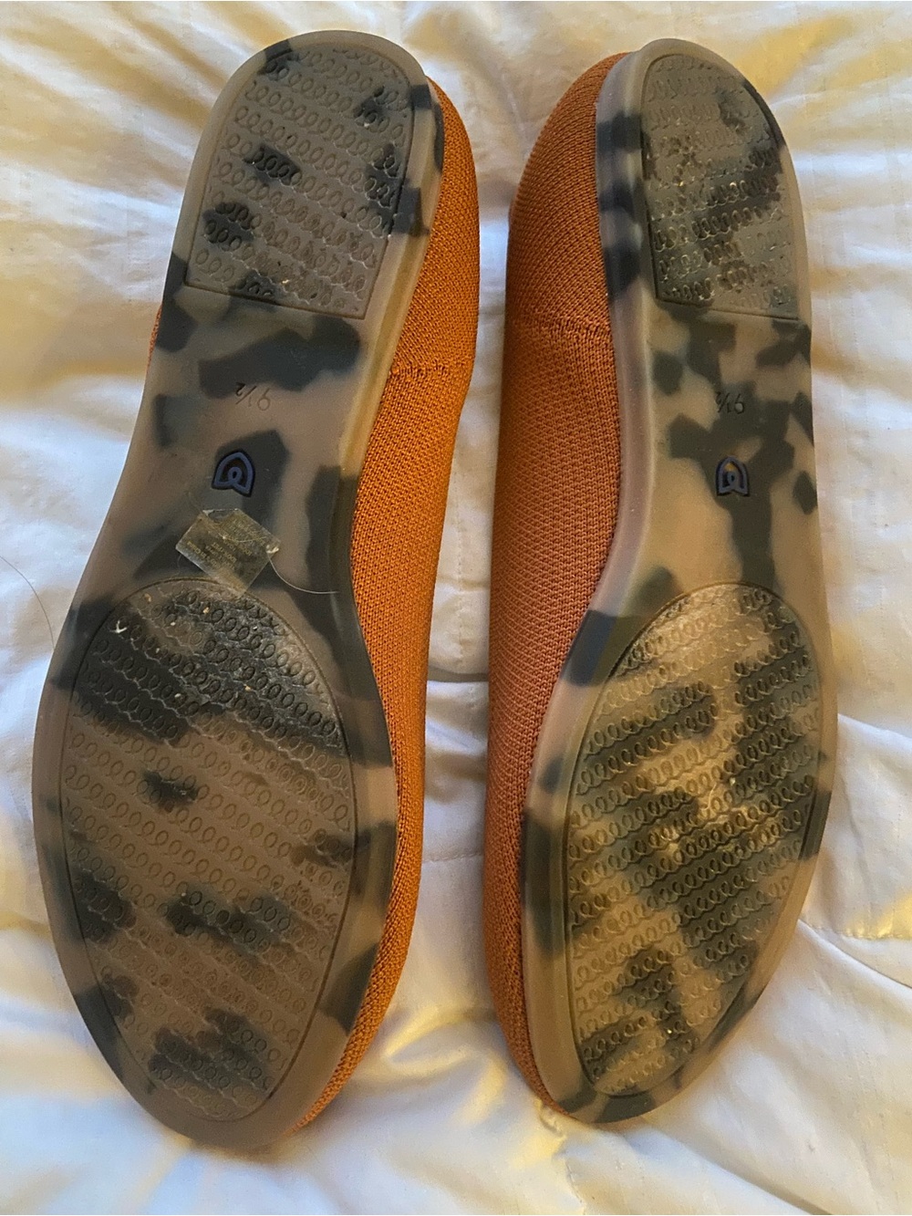 Rothy's Knit Ballet Flats in Fawn Tan with Blue Trim Retired Colorway 9.5 - Picture 6 of 14